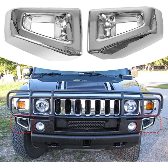 ريحني 2Pcs أطراف زاوية نهاية الصدام الأمامية تغطية، تشطيبات كرومية مغلفة بألواح ABS تناسب زوج دعم هامر H2 20032009 SUV - Image 1