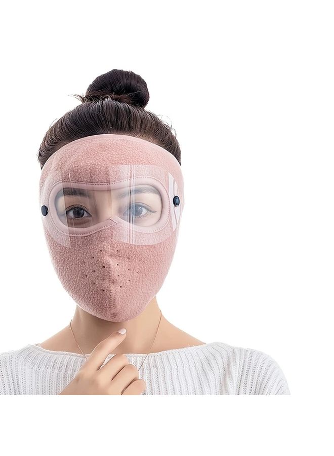 قناع وردي حراري للوجه مع نظارات واقية مقاوم للرياح للتزلج وركوب الدراجات النارية والدراجات - Image 5