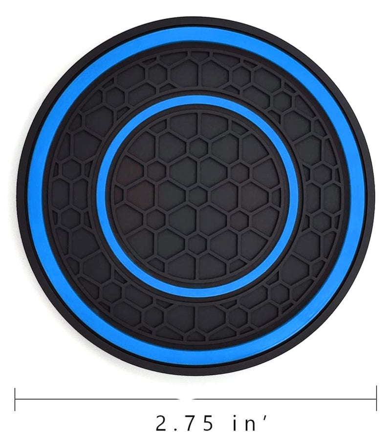 Auprite Car Cup Holder Coasters, 2 Pack Universal Auto Anti Slip Cup Holder Insert Coaster, Car Interior Accessories (Blue) - Image 2