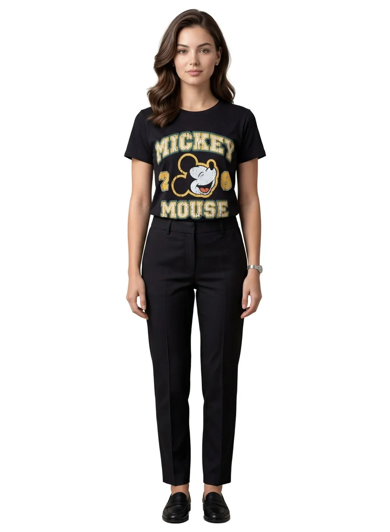 Disney  Mickey Varsity Graphic Black Women’s T-Shirt for Women | Best Price UAE