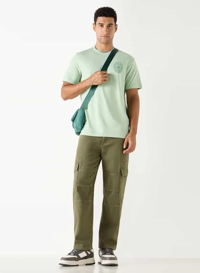 Lee Cooper Lee Cooper Logo Print Crew Neck T-shirt with Short Sleeves