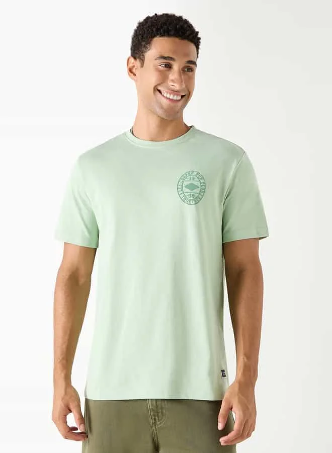 Lee Cooper Lee Cooper Logo Print Crew Neck T-shirt with Short Sleeves