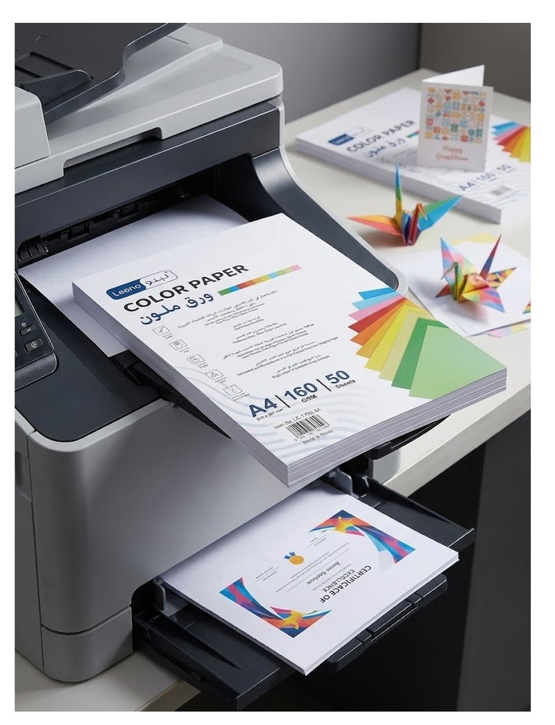 Leeno A4 White Printing & Craft Paper 160 GSM (50 Sheets) - Heavyweight Cardstock Paper for Color Inkjet, Laser Printers & Copiers - Image 4