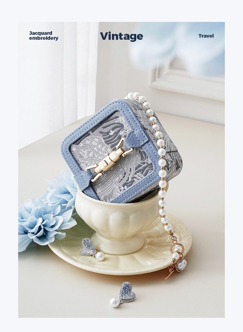 Vintage Jacquard Portable Jewelry Box  - Image 1