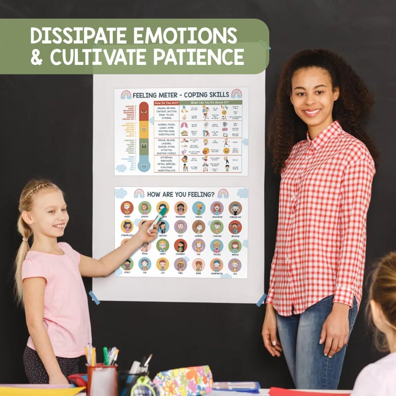 HAMIEW Feelings Chart for Kids - Coping Skills Emotions Chart Poster - Calm Down Corner Supplies - Mental Health Posters for Kids - School Counselor Psychologist Toddler Preschool Homeschool Decoration - Image 5