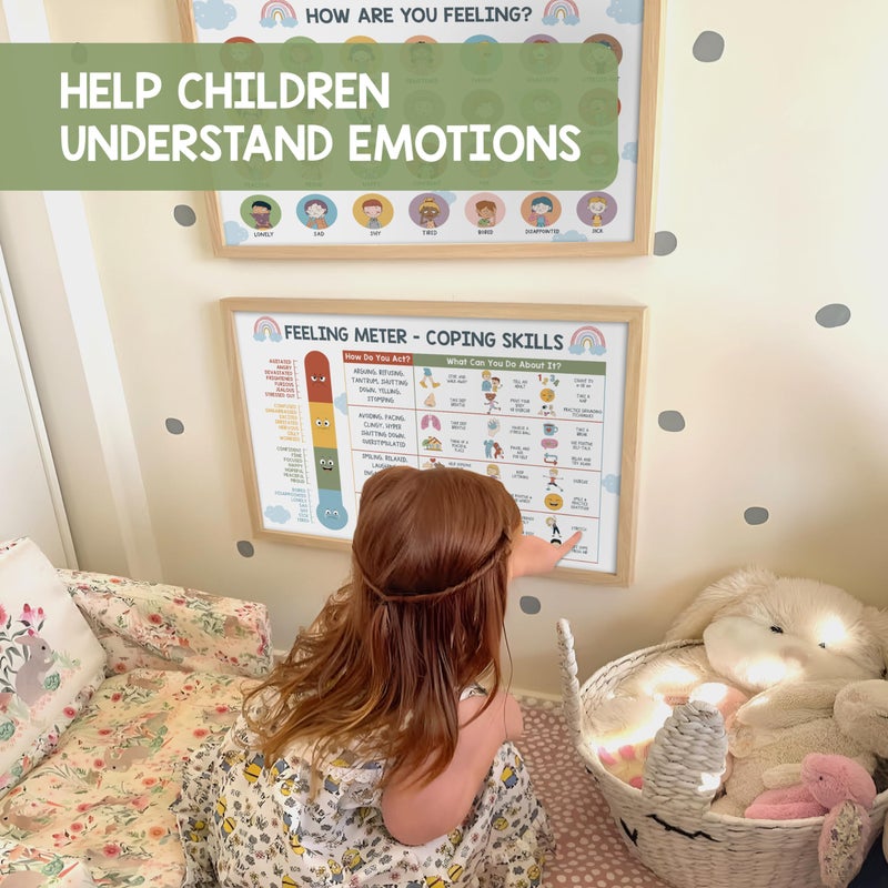 HAMIEW Feelings Chart for Kids - Coping Skills Emotions Chart Poster - Calm Down Corner Supplies - Mental Health Posters for Kids - School Counselor Psychologist Toddler Preschool Homeschool Decoration - Image 4
