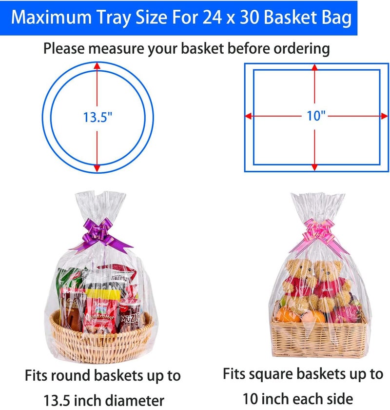 Awpeye Clear Basket Bags 20Pack Large Cellophane Gift Bags for Baskets Cellophane Wrap for Gift 2 Mil Thick (24"x30") - Image 2