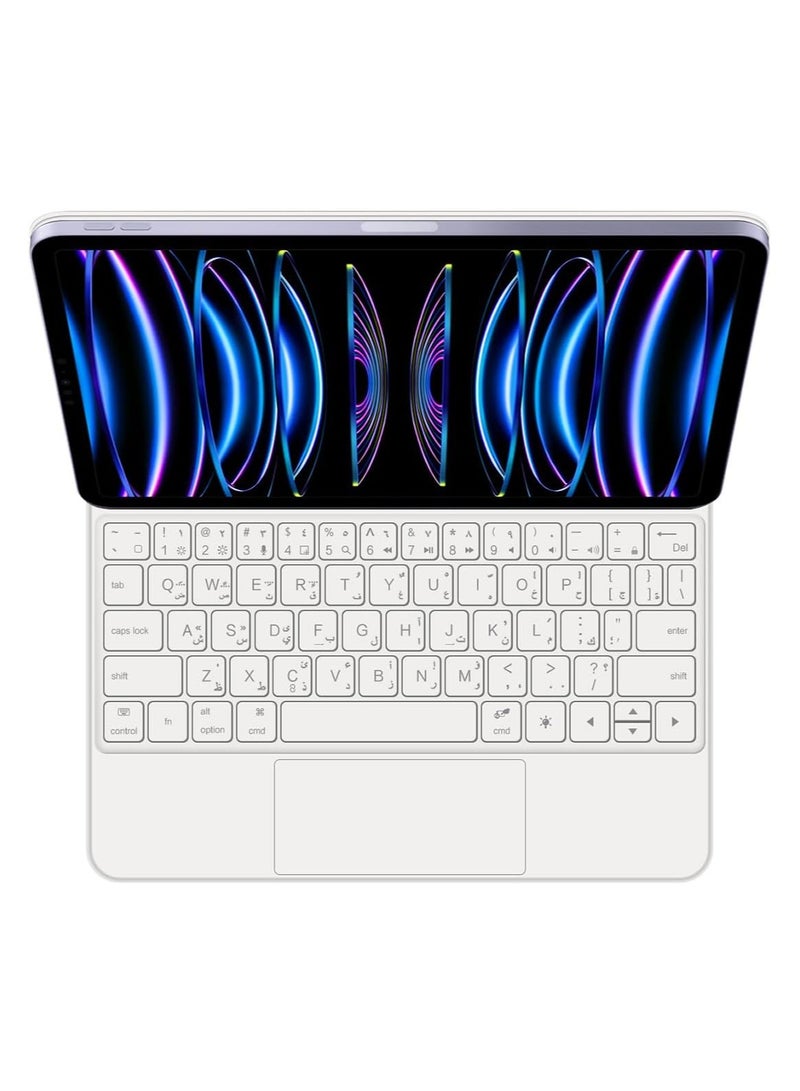 General Arabic and English Keyboard Compatible with iPad 11th Gen 2025 A16 All-in-one Portable Bezel-less Magnetic Bluetooth Wireless Keyboard Case 