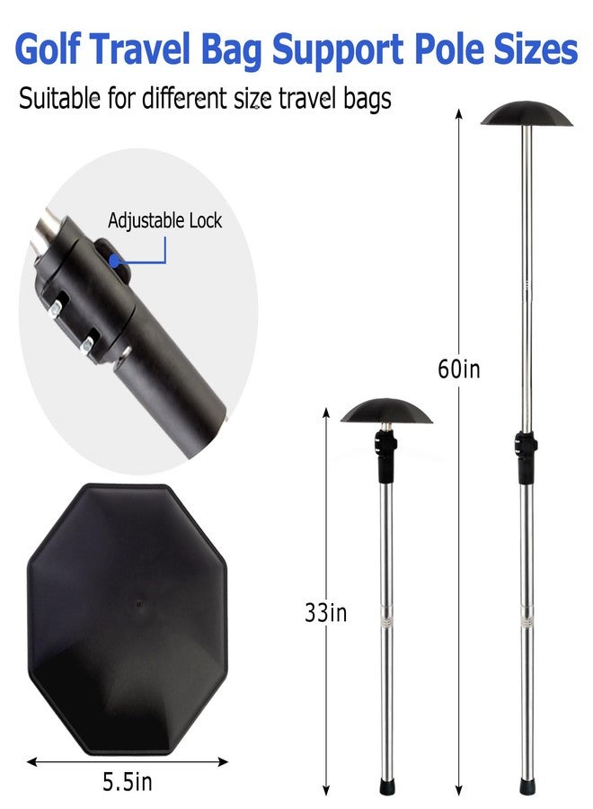 Greeily Golf Travel Bag Support Pole, 33"-60" Golf Travel Bag Support Rod Telescopic Adjustable Airlines Stiff Arm Club Protector Stainless Steel Pole (Black Cover) - Image 2