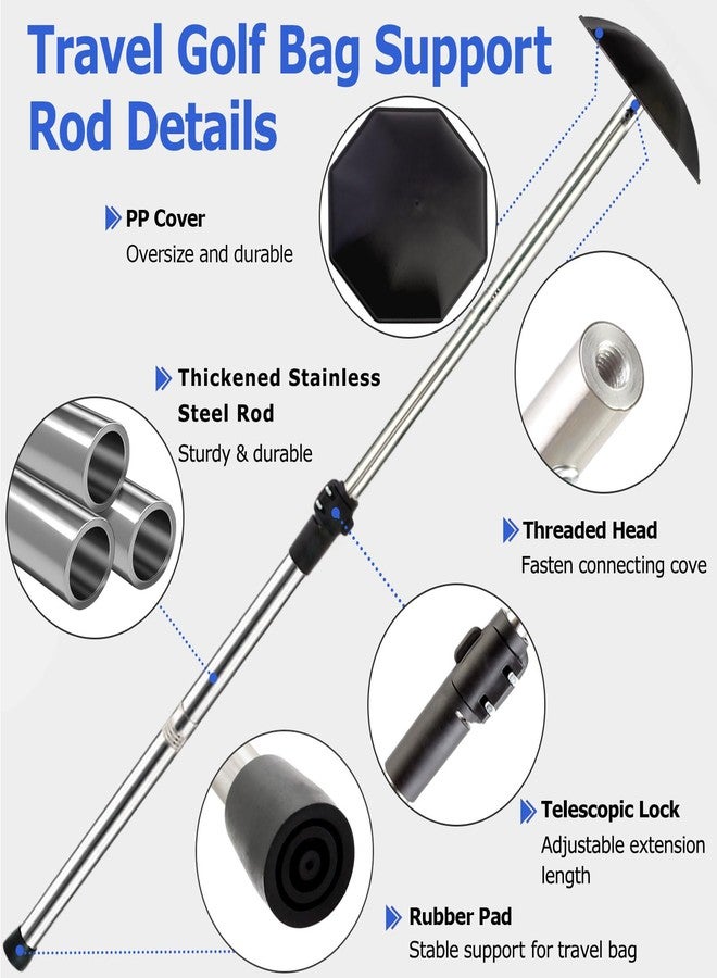 Greeily Golf Travel Bag Support Pole, 33"-60" Golf Travel Bag Support Rod Telescopic Adjustable Airlines Stiff Arm Club Protector Stainless Steel Pole (Black Cover) - Image 3