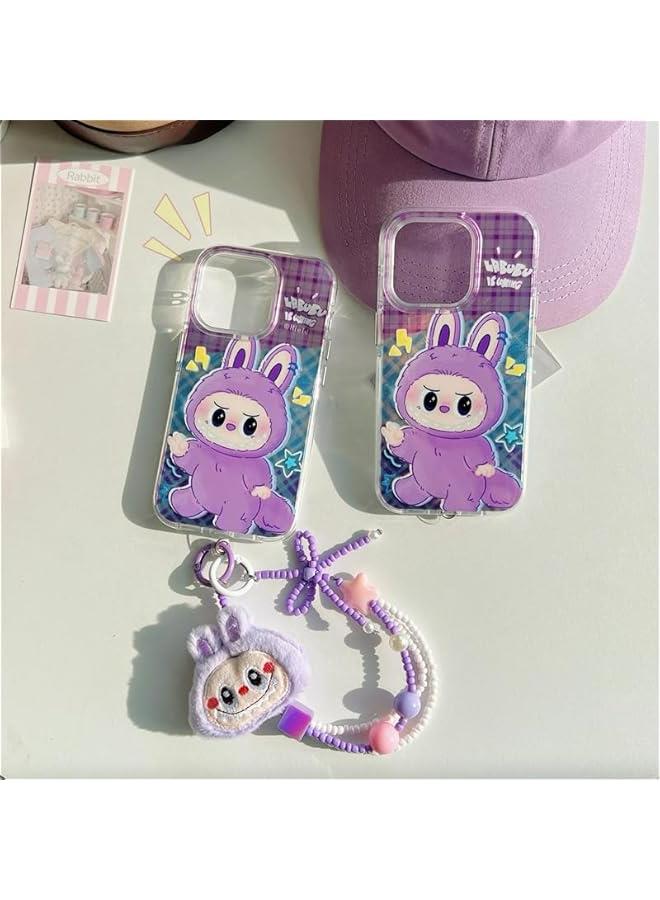 Arabest Cartoon Case for iPhone 13 Doll Lanyard Phone Case TPU Kawaii Silicone Scratch Resistant Shockproof Girls Women (16,Purple) - Image 2