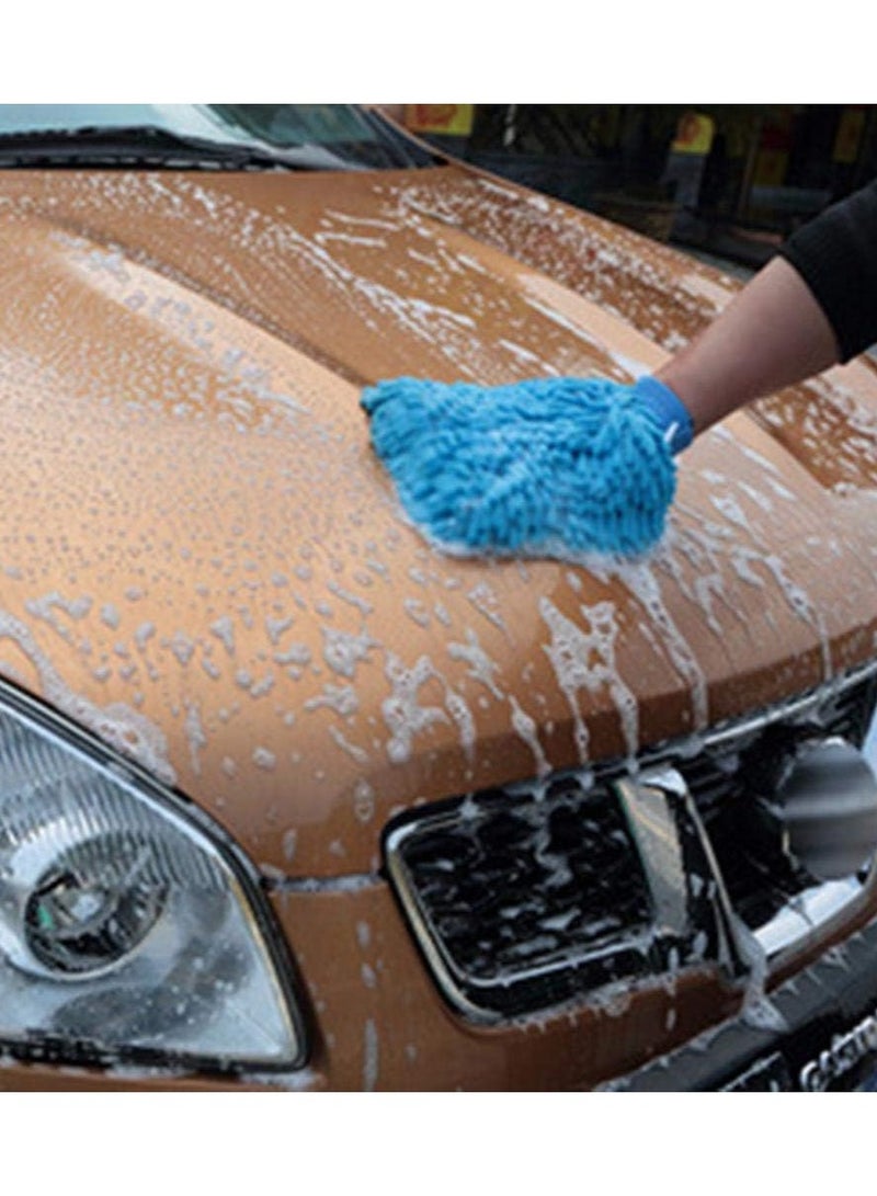 Car Wash Glove Universal Two Sided Coral Velvet Gloves Blue - Image 1