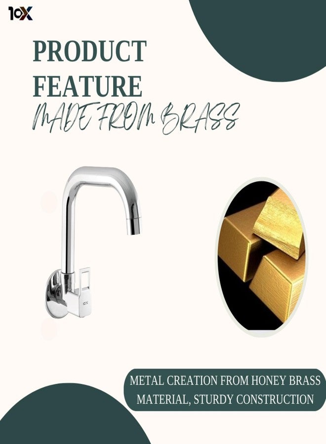 10X Brass Kitchen Sink Tap STT-98779 Wall Mount (Round) - Image 3