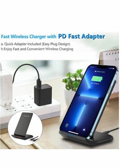 Excefore Fast Wireless Charger, 10W Max PowerWave Stand Upgraded, Qi-Certified, Charging iPhone SE, 11, 11 Pro, Pro Max, XR, Xs XS, X, 8, 8 Plus, Galaxy S20 S10 S9, Note 10 9 (No AC Adapter)  - Image 2