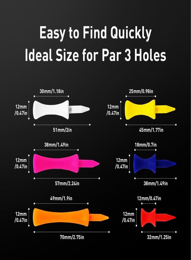 FINGER TEN Plastic Golf Castle Tees Step Down Unbreakable Mixed or Same Height Value 100 Count, 2 3/4, 2 1/4, 2, 1 3/4, 1 1/2 Inch Length Colorful Pack for Practice ((1.5,1.75,2,2.25,2.75) in Mixed Color) - Image 2