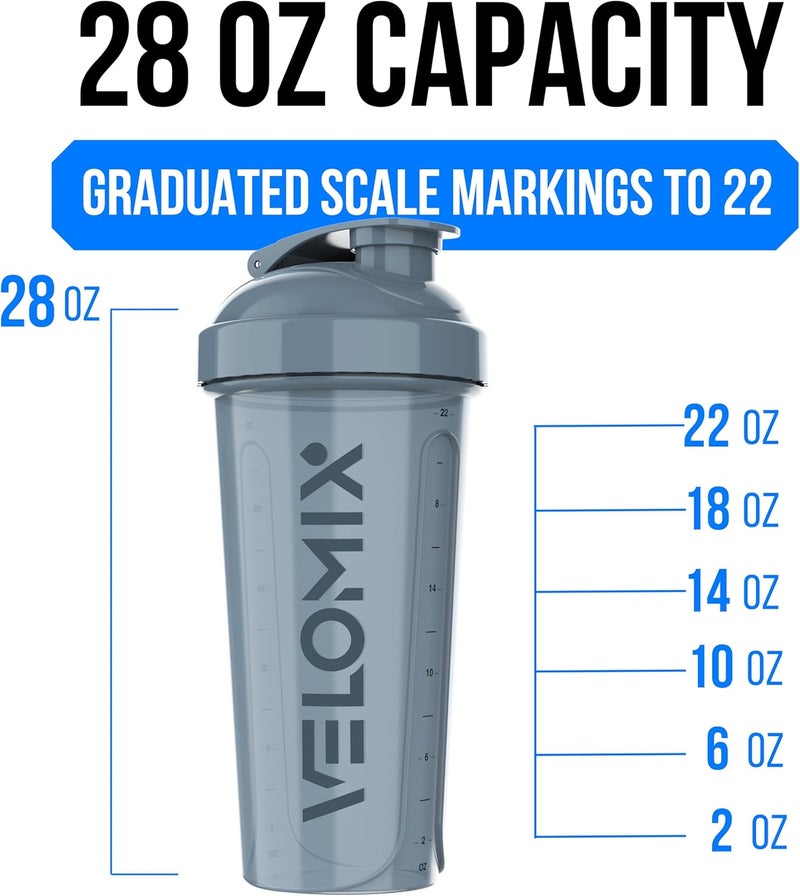 VELOMIX -4 PACK- 28 oz Shaker Cups for Protein Shakes - 4x Wire Whisk | Leak Proof Protein Shaker Bottles for Protein Mixes | Protein Shaker Bottle Pack | Mixer for Protein Shakes - Image 4