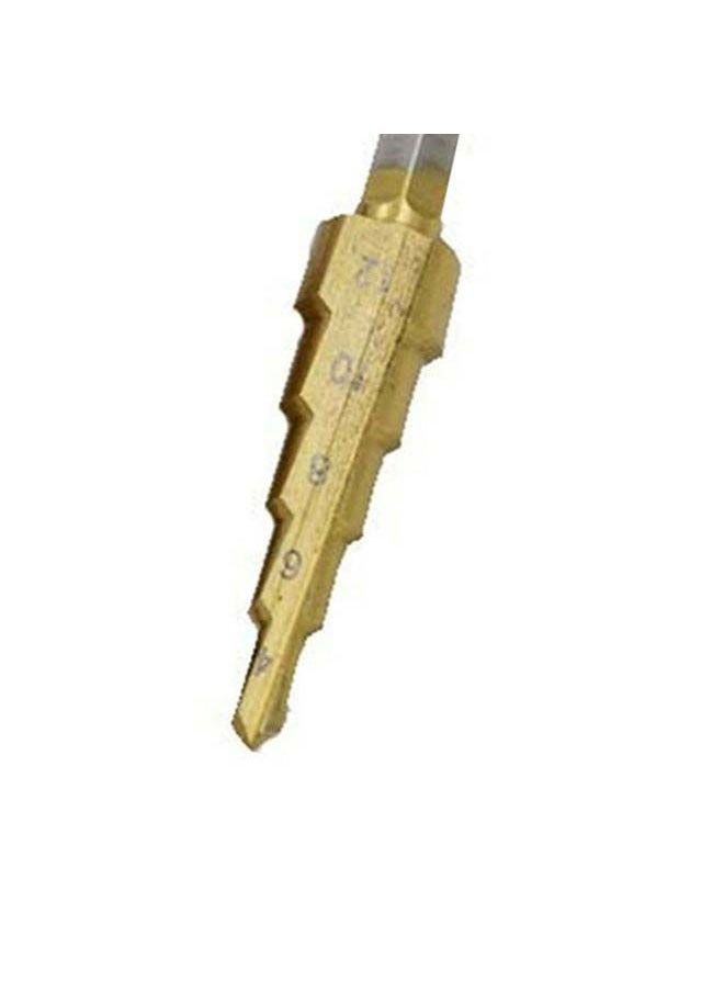 Generic 3-Piece Hexagon Shank Straight Groove Step Drill Bit Set Gold/Silver  - Image 3
