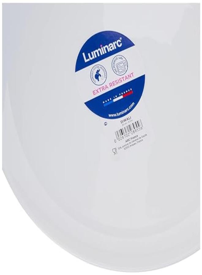Luminarc Diwali Set of 6 Extra Resistant Opal Glass Dinner Plates 25 cm White - Image 4