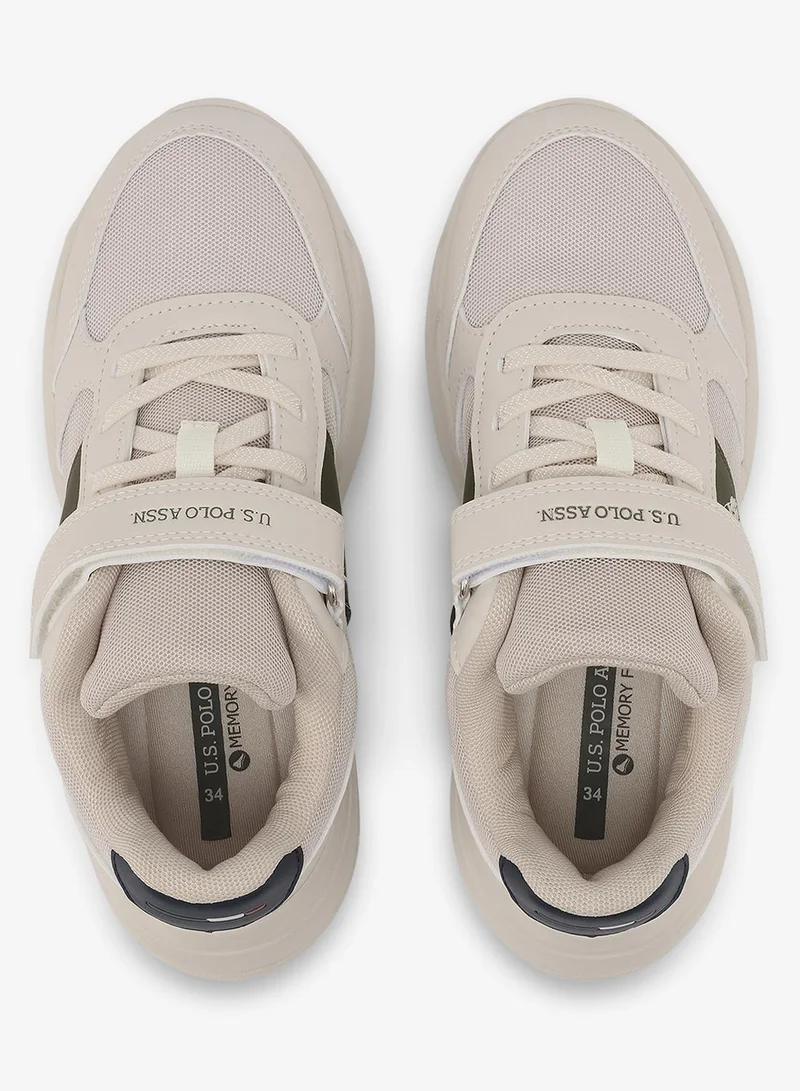 U.S. Polo Assn. beige U.S. Polo Assn. Lorena Boy's Comfortable Stylish Casual Everyday Low Top Sneaker - Beige for Kids | Best Price UAE
