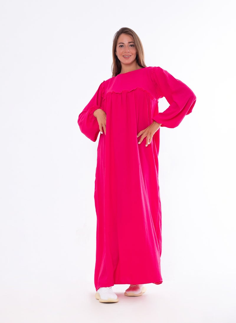 BEBO Women's long plain dress with long sleeves - Image 2