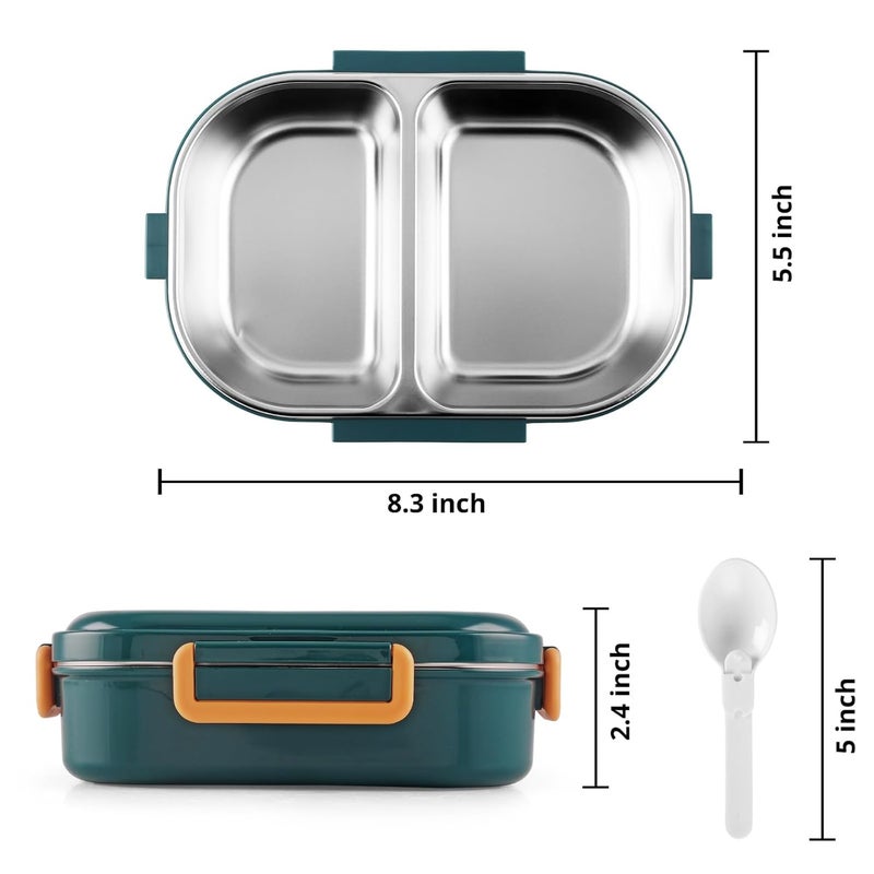 QLECT Kids Star Stainless Steel Lunch Box for Kids Adults, PUF Insulation Keeps Food Warm, Food Grade Bpa Free, 2 Compartments with Locking Lid and Steam Valve, Spill Leak Proof(700ml Dark Green) - Image 4
