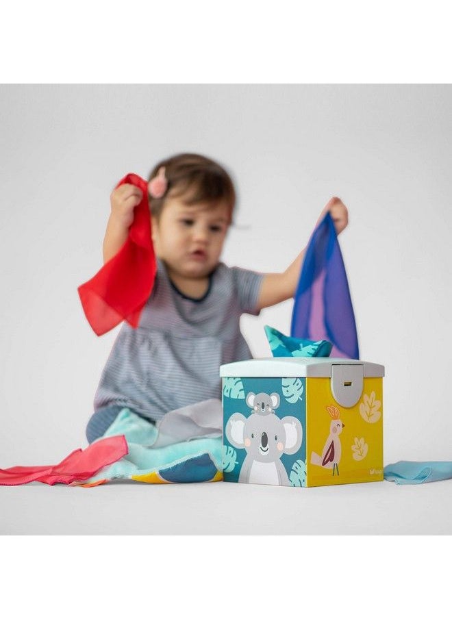 Taf Toys Sensory Crinkle Tissue Box For Toddlers. Made Of Strong Durable Cardboard Box & Plastic Lid Stem Montessori Toy Colorful Soft Scarves And Crinkling Blankies Educational & Sensory Development  - Image 3