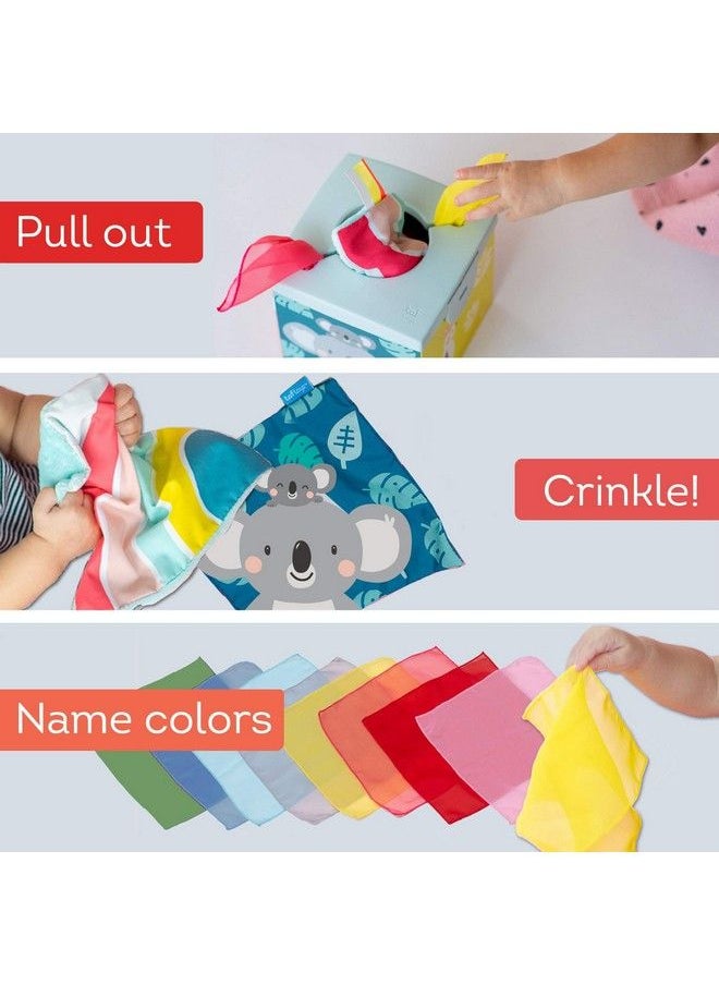 Taf Toys Sensory Crinkle Tissue Box For Toddlers. Made Of Strong Durable Cardboard Box & Plastic Lid Stem Montessori Toy Colorful Soft Scarves And Crinkling Blankies Educational & Sensory Development  - Image 4