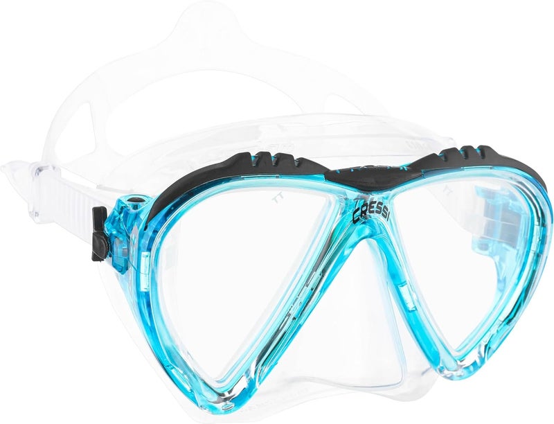 Cressi Lince Scuba Diving and Snorkeling Mask - Clear/Aquamarine - Image 1