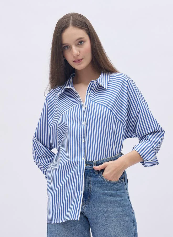 Styli Plus Size Striped Long Sleeves Shirt