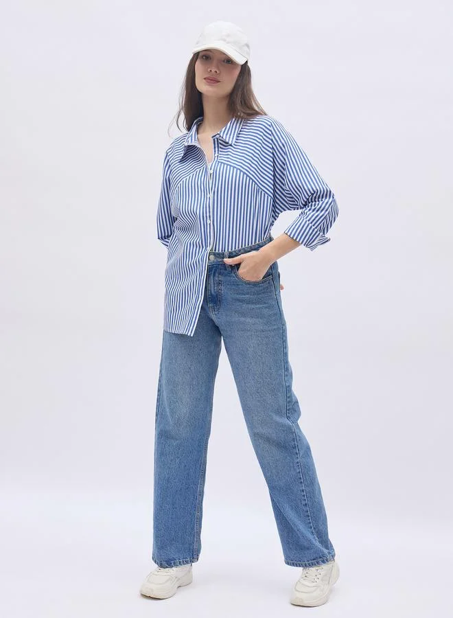 Styli Plus Size Striped Long Sleeves Shirt