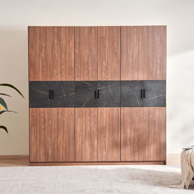 Pan Home خزانة ملابس من الجوز بـ 6 أبواب - Image 4