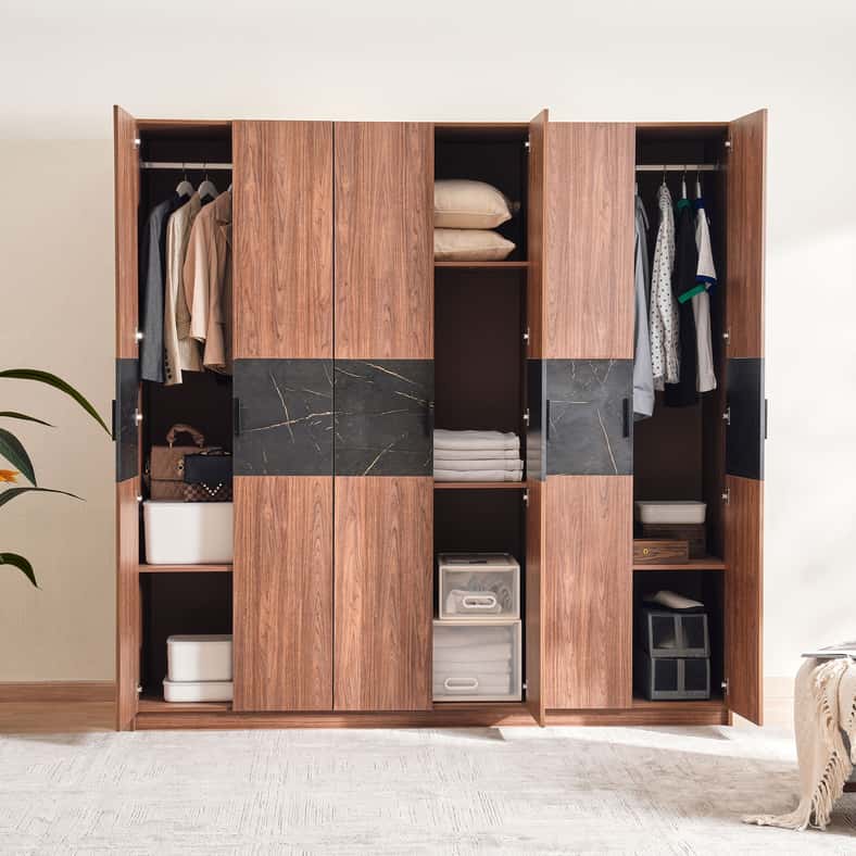 Pan Home خزانة ملابس من الجوز بـ 6 أبواب - Image 3