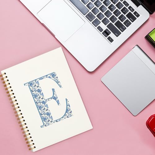 ShowDraven Blue Cute Initial Notebook Journals Diary Libretas Escolares E, Preppy Cute Personalized Notebook Gifts for Women Teen Girls Kids,Preppy Blue School Supplies for Girls 5.5x8.3 - Image 2