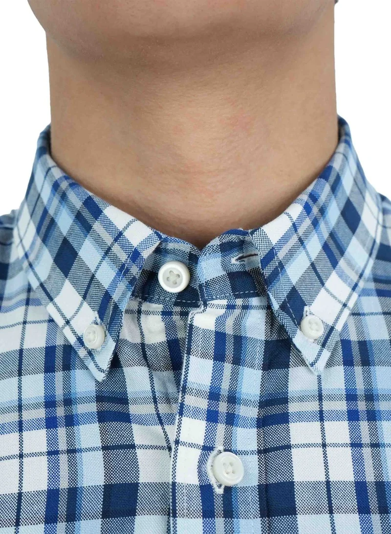 GIORDANO  Men's Cotton Oxford Shirt - Small Lion Embroidery, Slim Fit, Full Button for Men | Best Price UAE