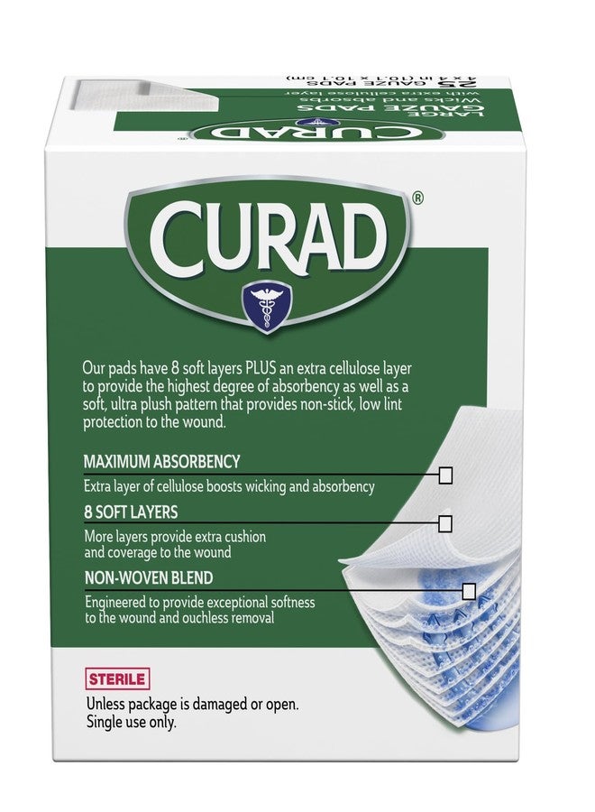 Curad Pro-Gauze Sterile Pads, 4" x, 4", 25 Count (Packaging May Vary) - Image 5