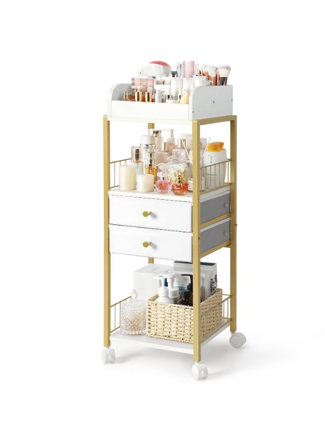 SOLIMINTR Makeup Organizer Floor Skincare Organizers Make Up Organizers and Storage with Drawers Vanity Organizer Cosmetics Display Cases Holder for Skin Care Nail Polish Perfume Gold - Image 2