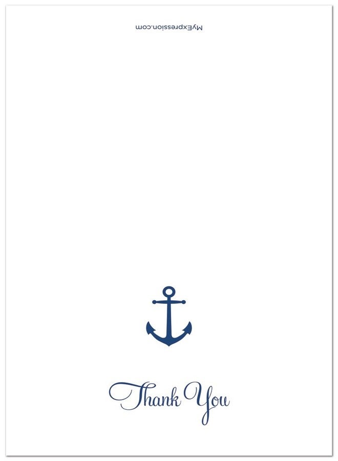 ماي اكسيبريشن.كوم بطاقات شكر بحرية بسيطة من MyExpression.com، ٥٠ بطاقة، بتصميم مرساة بحرية باللون الكحلي - Image 2