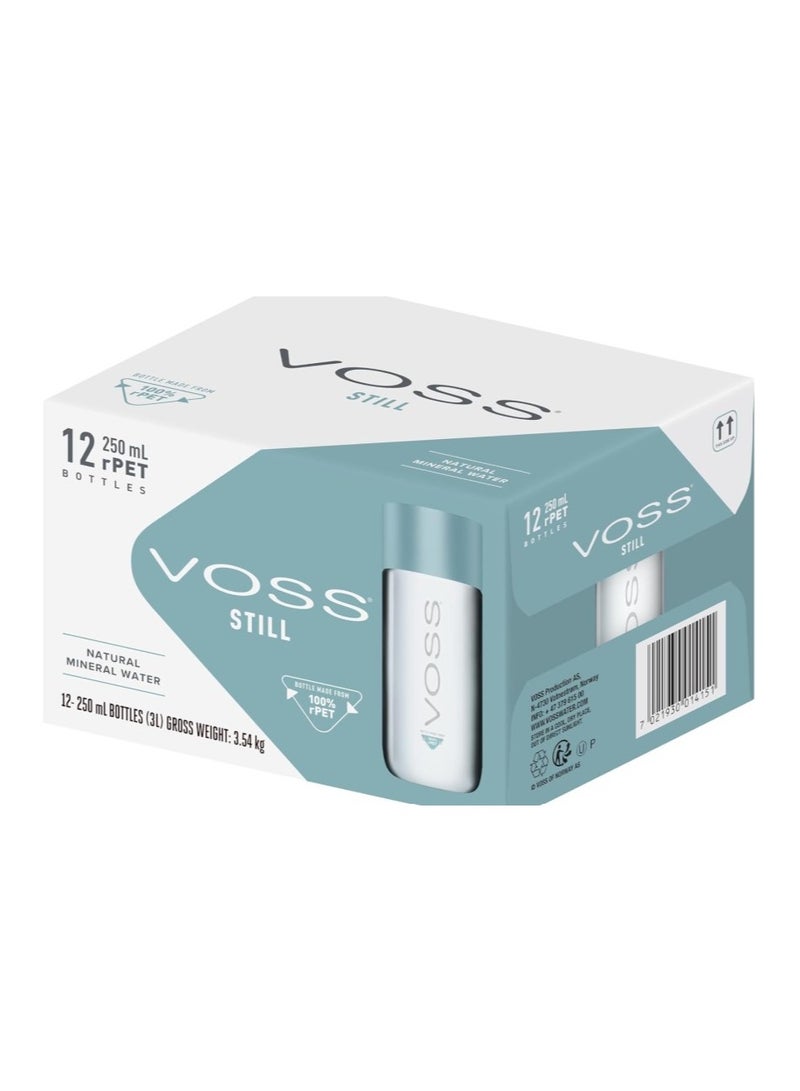 Voss VOSS Premium Mineral Water 250ml x 12-100% RPET Water Bottle - Pure Drinking Still Water with Unique & Iconic Bottle Design 