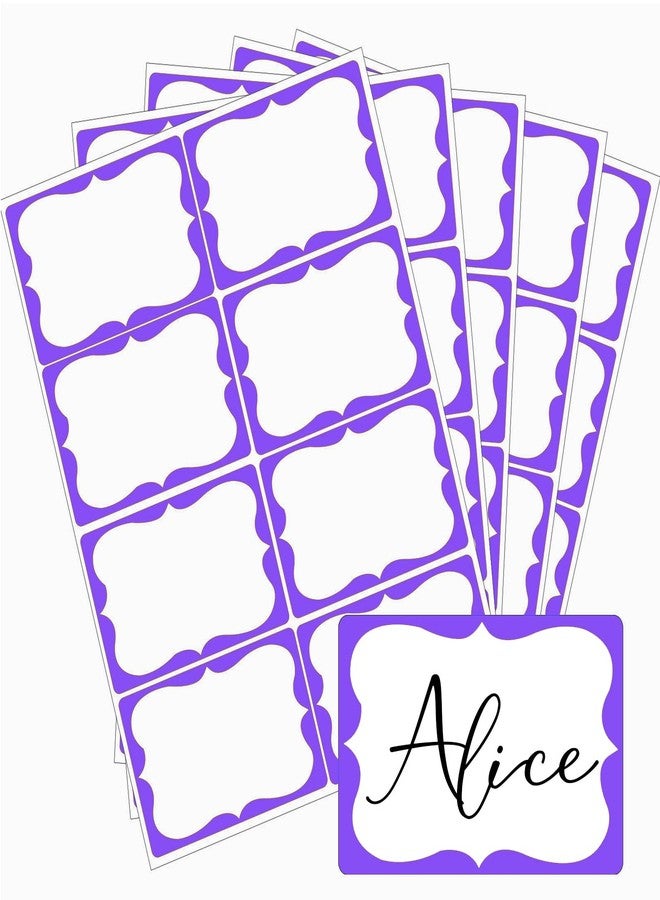 labelon Purple Name Tags,2"x 3" Name Tag Stickers with Purple Border 200 Pcs Adhesive Name Tags Sticker Name Badges Labels for School, Office, Home, Party, Conferences - Image 1
