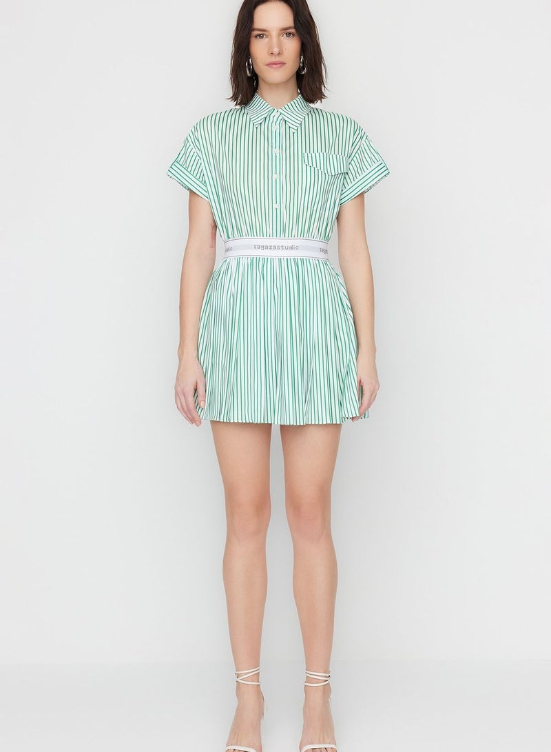 trendyol Striped Shirtdress Mini Dress - Image 3