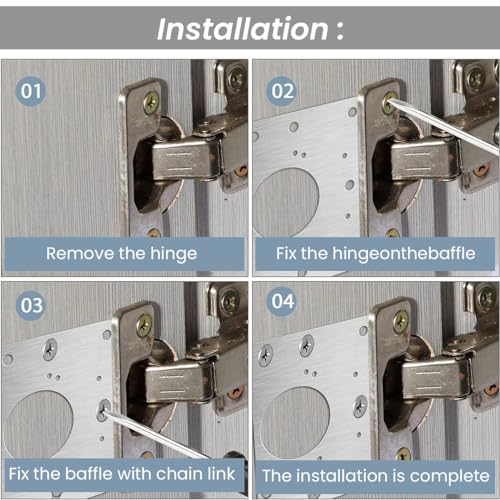 Serplex® 8Pcs Cabinet Hinge Repair Plate, Stainless Steel Hinge Repair Plate with Mounting Screws, Kitchen Cabinet Door Hinge Fixing Plate Bracket Kit for Protecting Wooden Kitchen Cabinet Door Window - Image 4