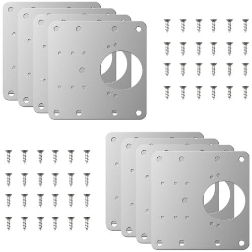 Serplex® 8Pcs Cabinet Hinge Repair Plate, Stainless Steel Hinge Repair Plate with Mounting Screws, Kitchen Cabinet Door Hinge Fixing Plate Bracket Kit for Protecting Wooden Kitchen Cabinet Door Window - Image 1