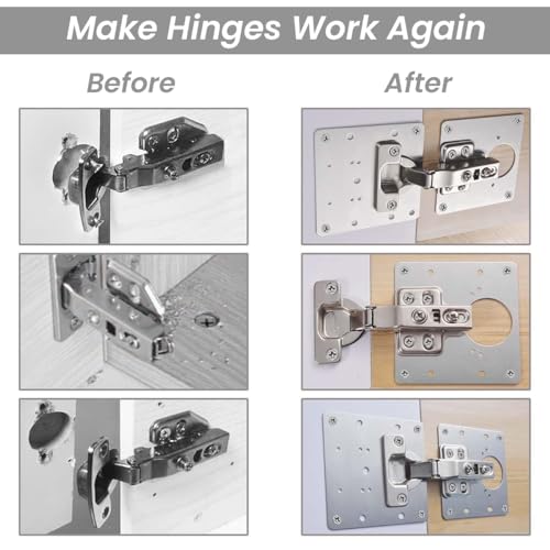 Serplex® 8Pcs Cabinet Hinge Repair Plate, Stainless Steel Hinge Repair Plate with Mounting Screws, Kitchen Cabinet Door Hinge Fixing Plate Bracket Kit for Protecting Wooden Kitchen Cabinet Door Window - Image 5