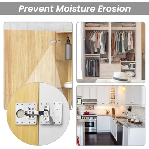 Serplex® 8Pcs Cabinet Hinge Repair Plate, Stainless Steel Hinge Repair Plate with Mounting Screws, Kitchen Cabinet Door Hinge Fixing Plate Bracket Kit for Protecting Wooden Kitchen Cabinet Door Window - Image 3