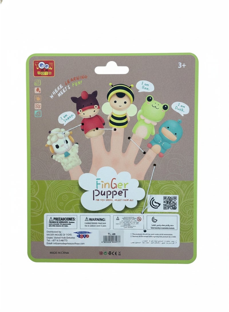 Toon Toyz 5-Piece Cute Chicks / Bird Finger Puppets Set - Soft Rubber Colorful Animal Toys for Kids - Image 3