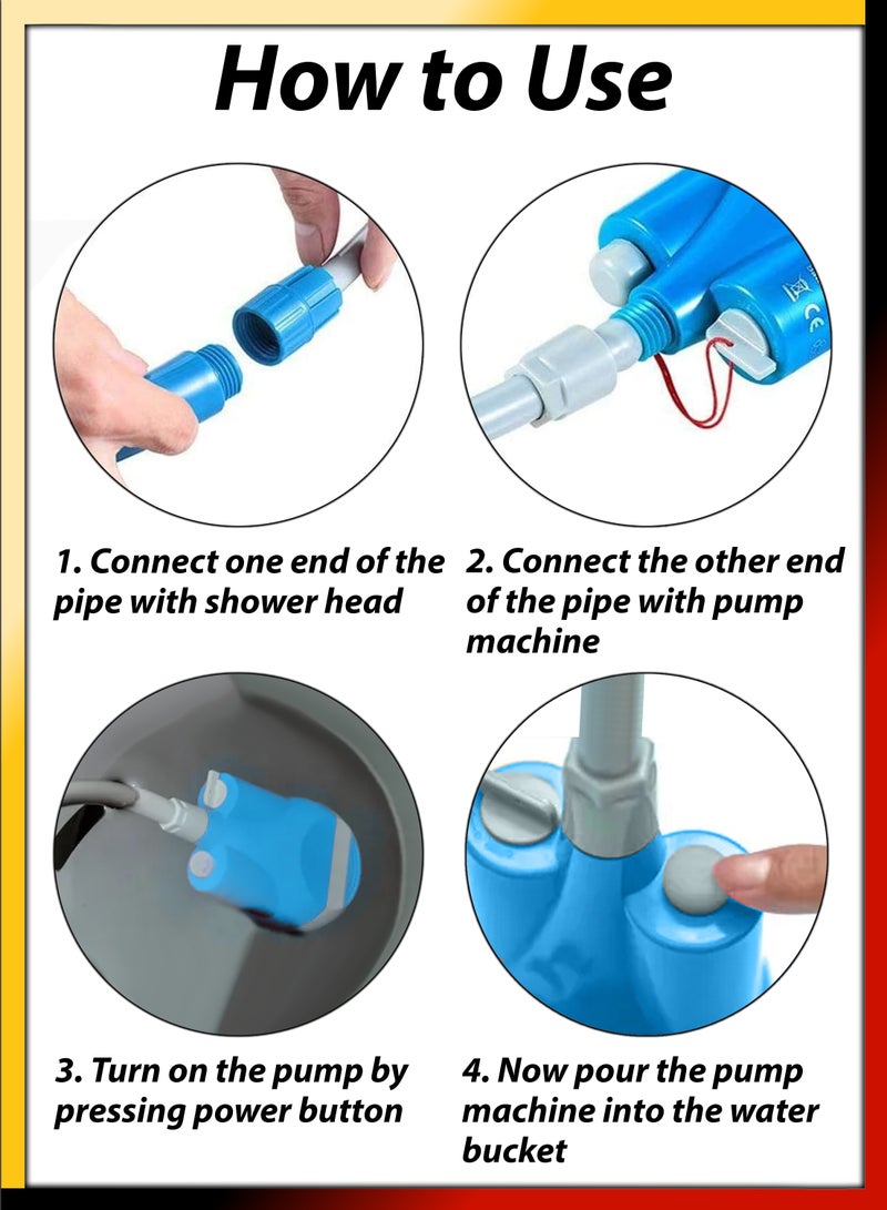 DBLEW Portable Electric Outdoor Shower Kit With Foldable Bucket Rechargeable Camping Shower With Dual Shower Heads Water Filter for Camping Hiking Beach Pets Plants Travel Water Pump Machine Handheld Bidet - Image 2