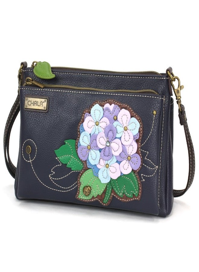 CHALA RFID Protected Vegan Leather Deluxe Crossbody Bag with Adjustable Straps, Hydrangea - Navy, One size - Image 1