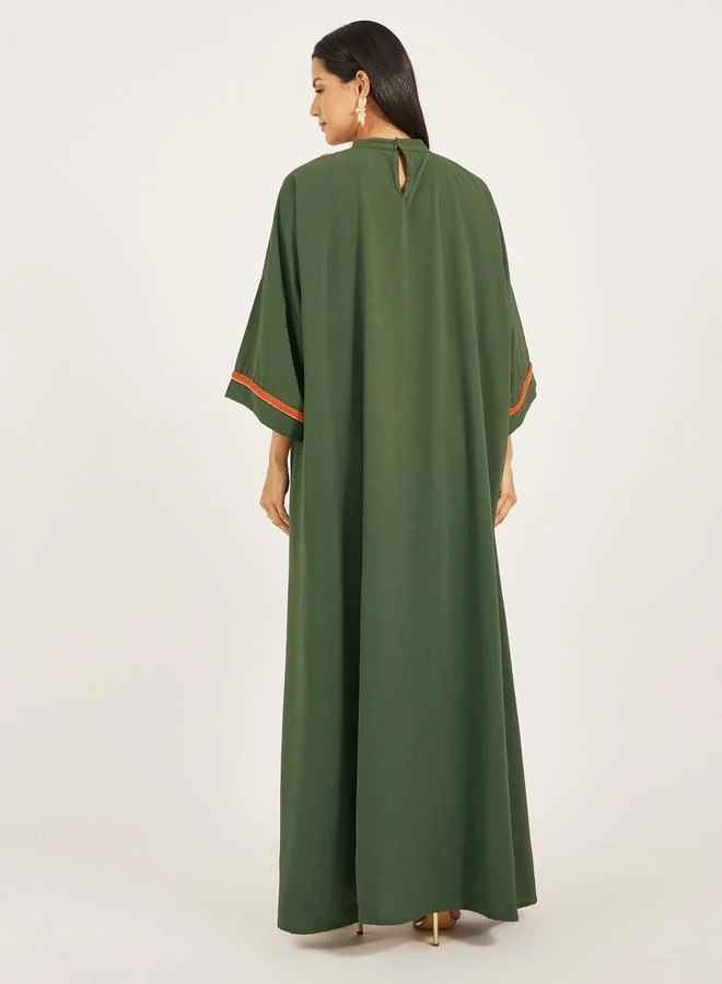 Maxim Creation Maxim Creation Embroidered V-Neck Tasseled A-Line Kaftan