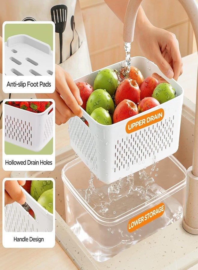PRAMANTA Storage Containers with Removable Colanders and Lids Suitable for Vegetables, Fruits, Seafood // Fresh Food Storage Containers Organizer Bins for Fridge [1Pack of 4Pcs] - Image 5