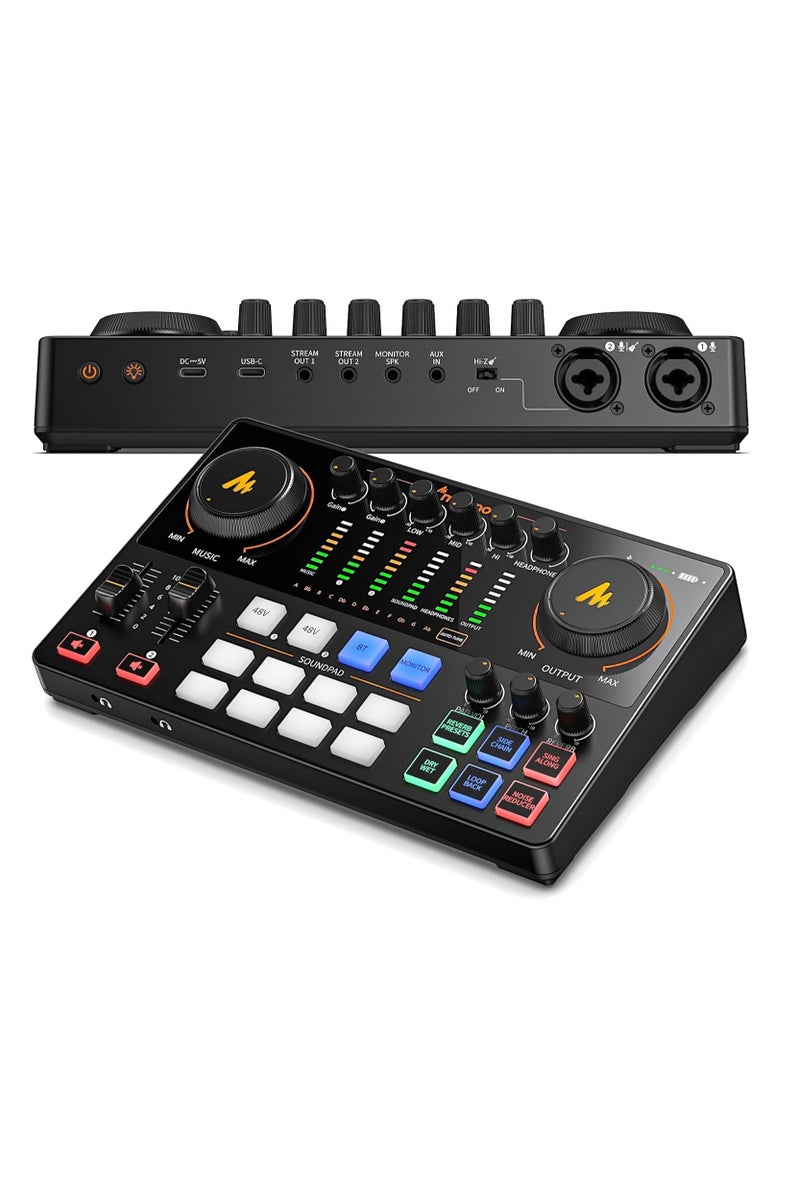 MAONO Caster E2 GEN2 Audio Interface with Dual XLR Inputs – All-in-One Podcasting & Streaming Console with Sound Effects, Voice Effects, Bluetooth, and USB-C – Black - Image 1